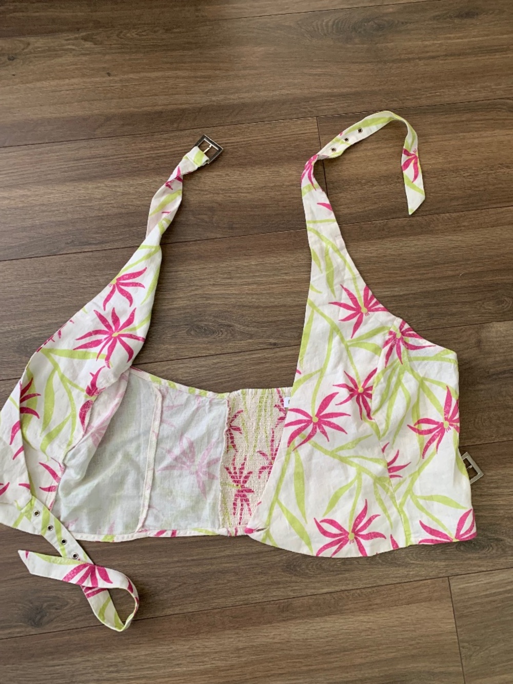 Anthropologie Pin up Floral Wrap Halter Crop Top and blouses Women's  Size L - Picture 9 of 14